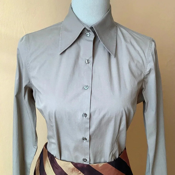 HAWES & CURTIS Taupe Fitted Hipster Shirt Size 40 - Picture 6 of 15